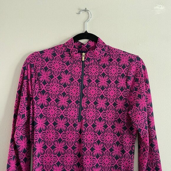 AmberNoon II By Dr. Erum Ilyas Sz XS Berry Tile Half-Zip Swim Cover-Up Dress NWT - Picture 7 of 14